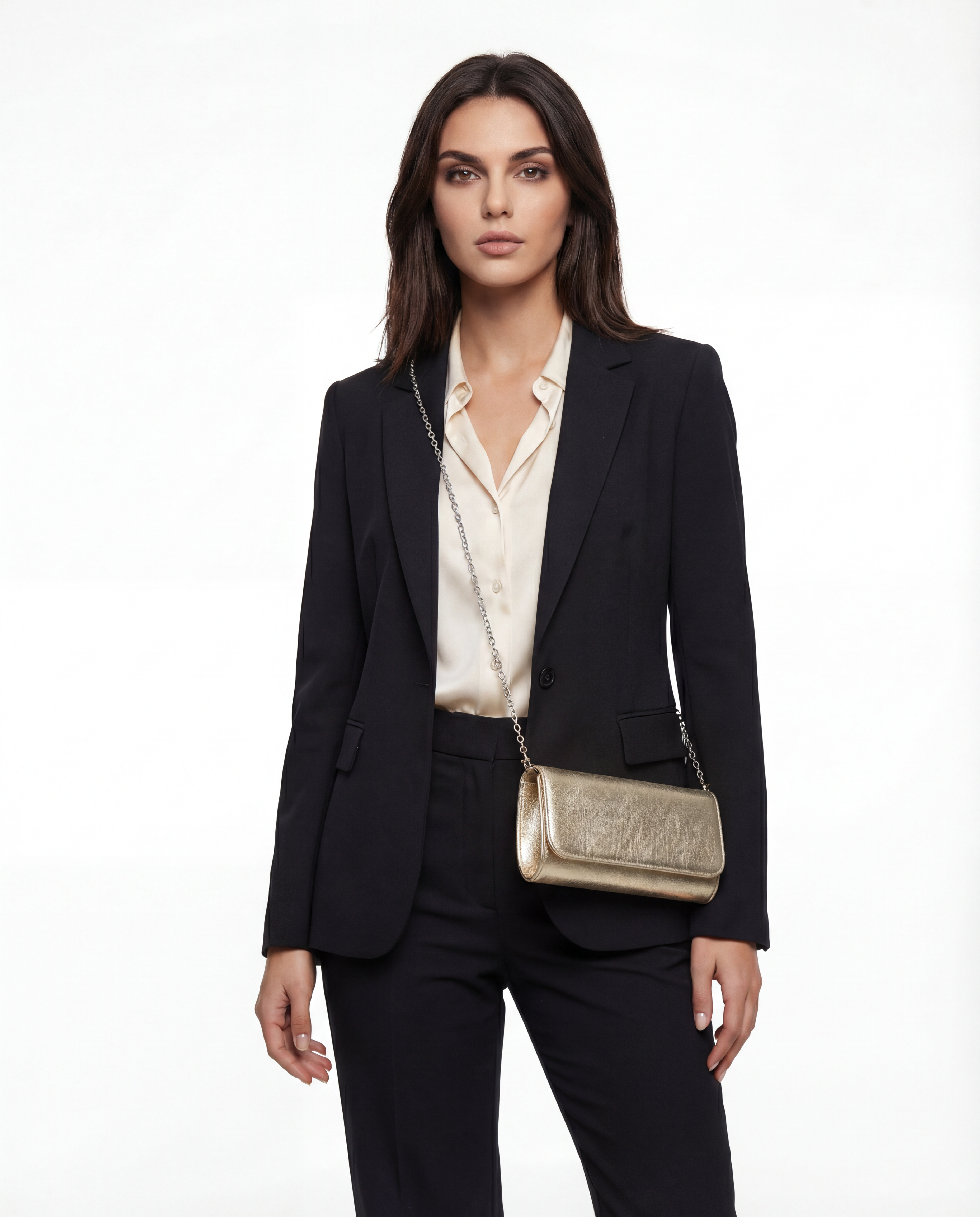 KLARA – elegantna večernja torbica s metalnim remenom